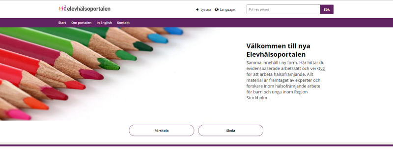Bild av Elevhälsoportalens nya webbsida